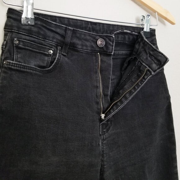 Zara High Waist Ripped Knee Skinny Jeans Raw Hem Size 4 Faded Black Grunge Moto - Picture 5 of 13